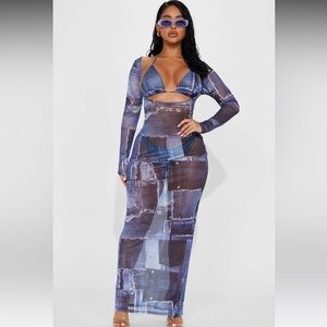 SUMMERS In Tulum Mesh 3 Piece Sunsuit Set - Denim